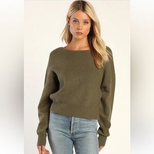 Festive fall olive green sweater